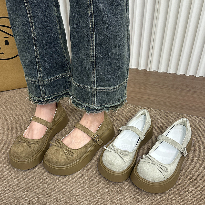 Women'S Fashion Petite - Fashionable, lightweight, retro French-style thick-soled flats