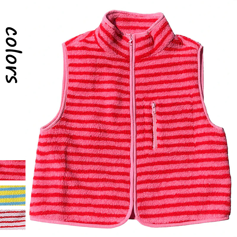 Women'S Fashion Gilet - Luxurious Vest Sherpa-Lined Plush Colorblocked Vest