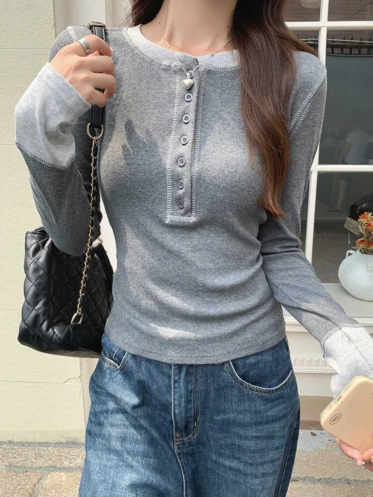 Women Top Fashion - Y2K Patchwork T-Shirt 2025, Contrast Color