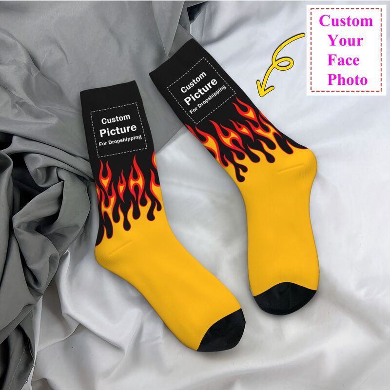 Women Fashion Designer Dresses Photos - Personalized Custom Photo Logo Dress Socks