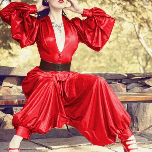 Women'S Fashion Kilt - Latex Rubber Fashion Dress Lange Lose