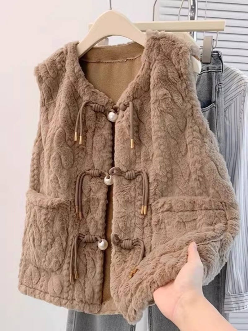 Women'S Fashion Gilet - Fashion Embossed Plush Vest for Women