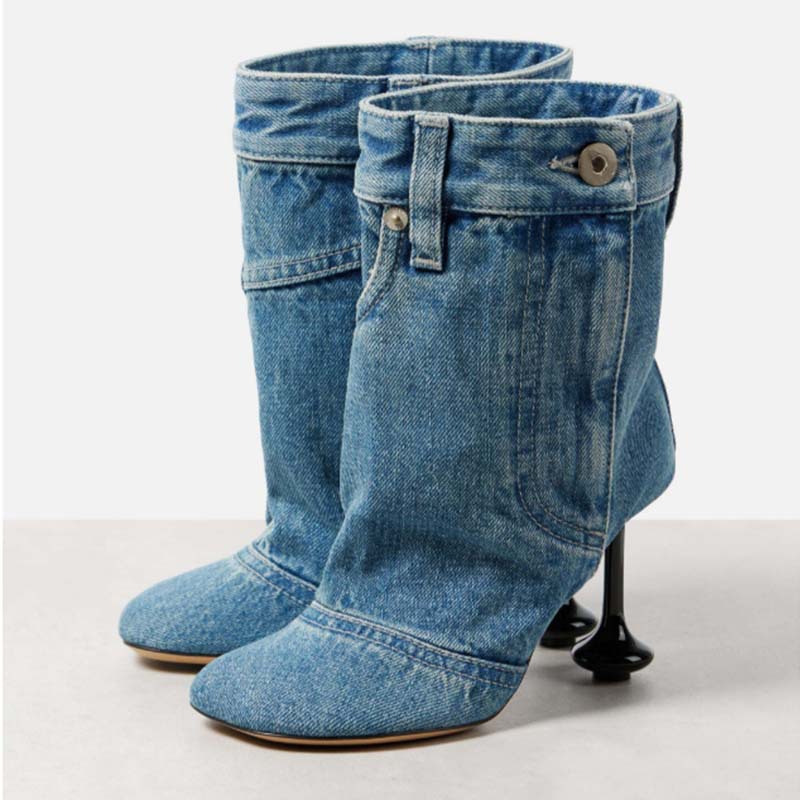 Women'S Fashion Kilt - Spring Autumn New Irregular Heel Denim