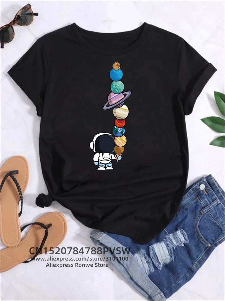 Women'S Fashion From The 90S - Women Funny Moon Space Planet Print