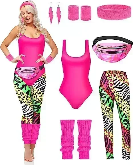 Women'S Fashion From The 90S - 7 Pcs 80s Fancy Workout Costume