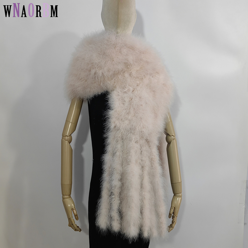 Women'S Fashion Layering - Scarf double-sided 100% turkey feather tassel