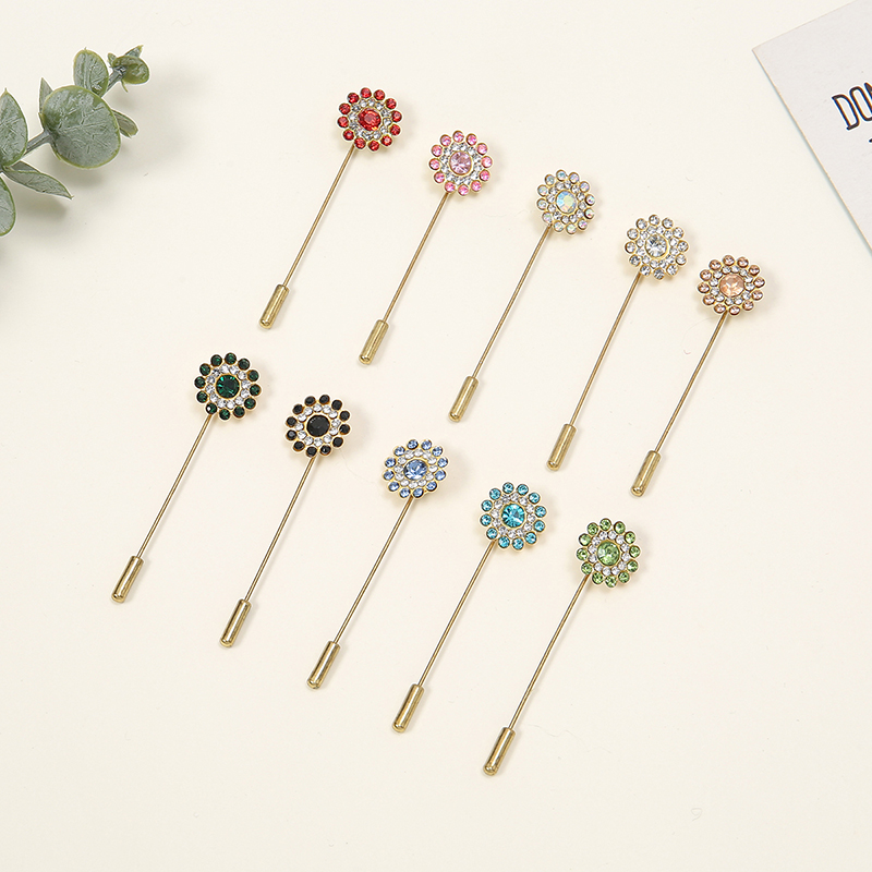 Women'S Fashion Layering - Double-Layered Flower Diamond One-Word Brooch Pins