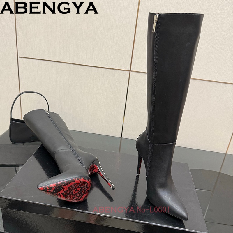 Women'S Fashion Leather Boots - Sexy Black Leather Knee High Boots
