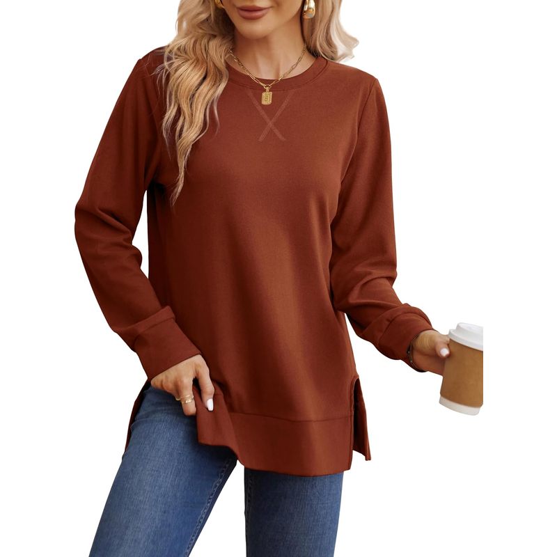 Women Fashion Open Now - Sweatshirt women Side Split Fall Fashion