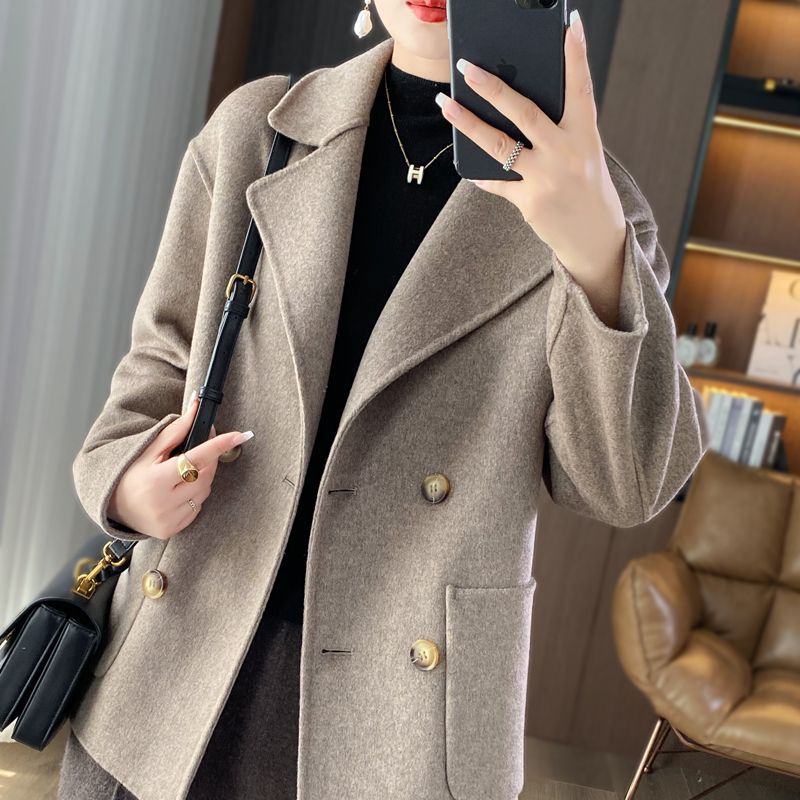 Women'S Fashion Petite - Petite Wool Coat Casual Cropped Oversized