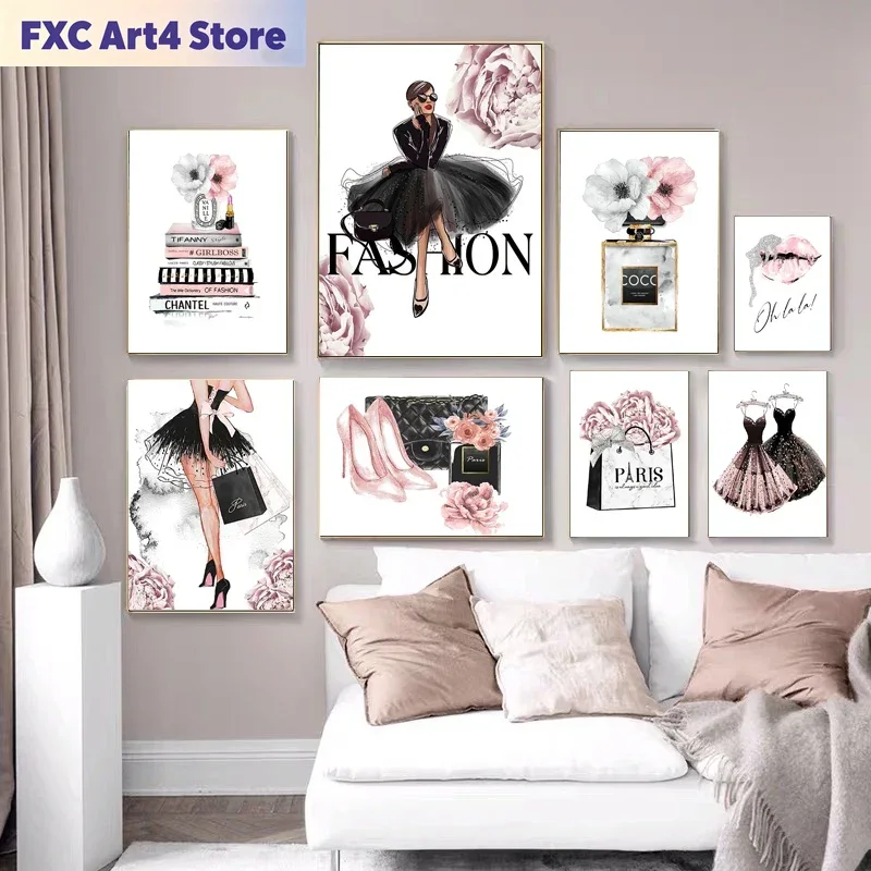 Fashion Women Picture - Frameless Fashion Woman Perfume Poster Prints