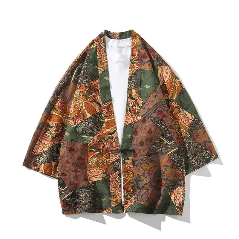 Women Fashion Blouse - Ethnic Style Print Yukata Men Women