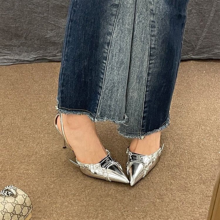 Pointed-toe silver high-heeled - Women'S Fashion Trends 评论和价格