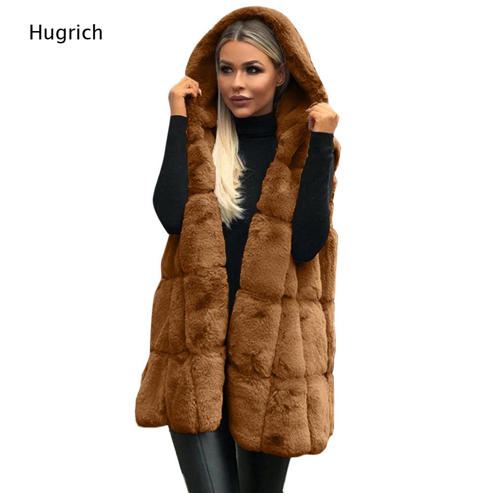 Women Brown Faux Fur Hooded Ve - Women'S Fashion Gilet 评论和价格