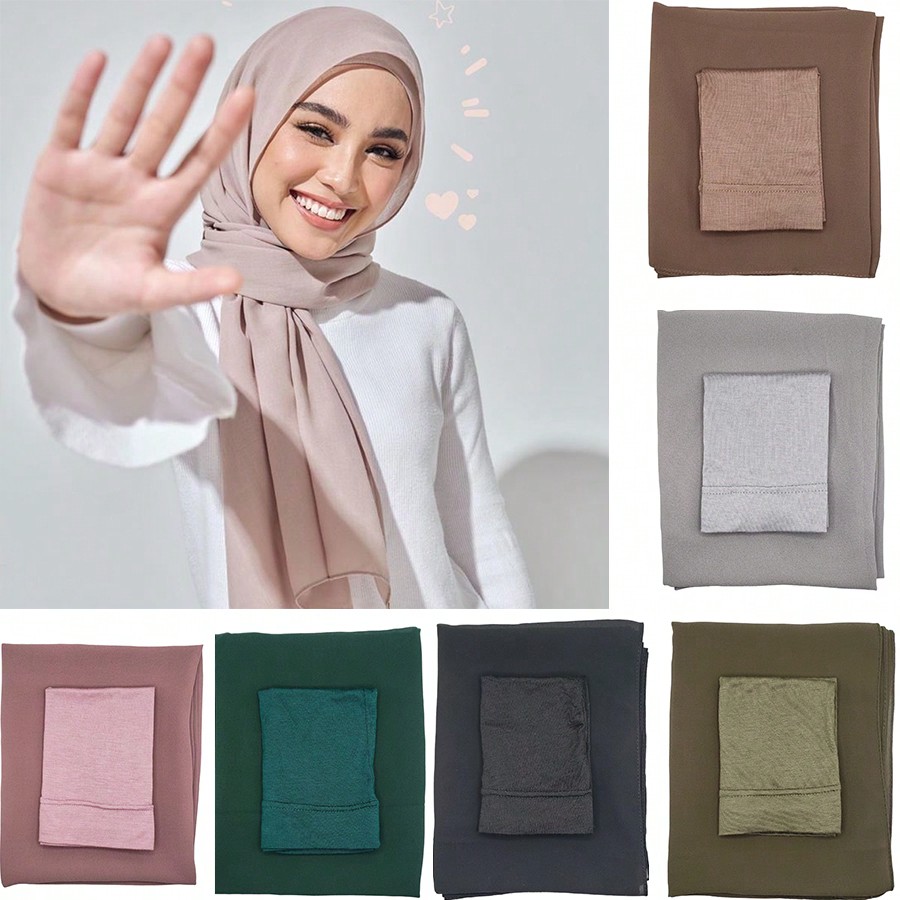 2Pcs/Set Women's Hijab Scarf A - Women Fashion Wear 评论和价格