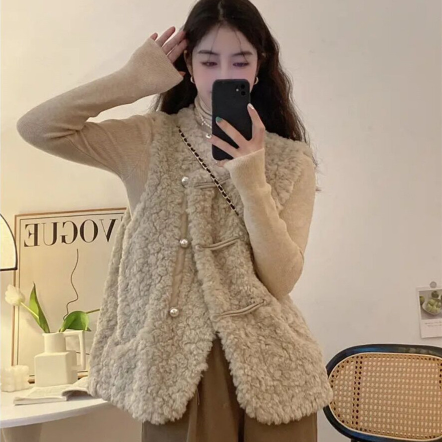 Women's Vests Lamb Plush White - Women'S Fashion Gilet 评论和价格