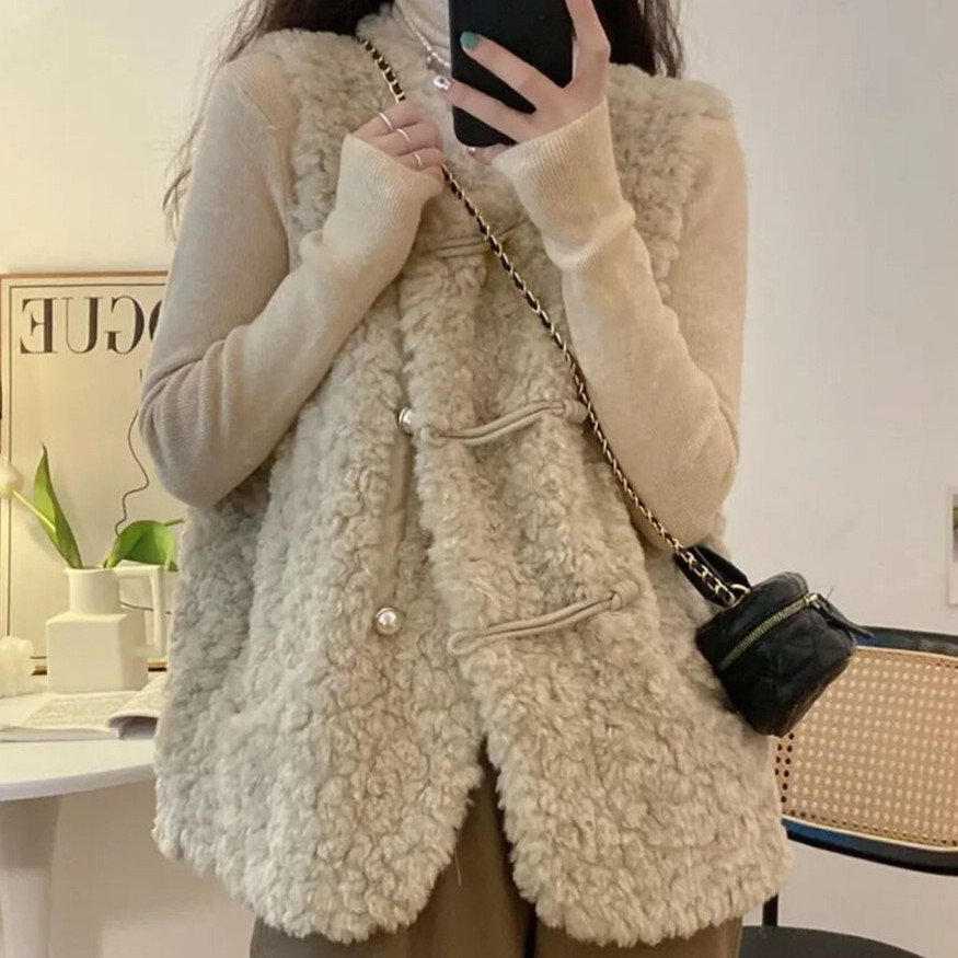 Women's Vests Lamb Plush White - Women'S Fashion Gilet 评论和价格