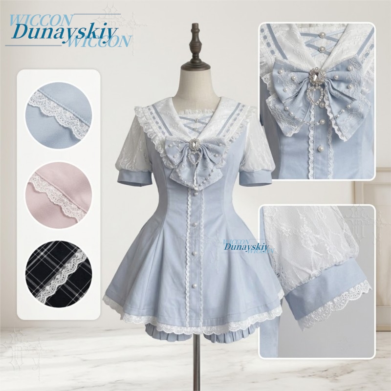 Sailor Collar Dress Set Lace B - Women'S Fashion Kilt 评论和价格