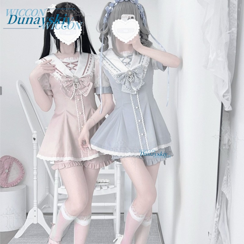 Sailor Collar Dress Set Lace B - Women'S Fashion Kilt 评论和价格