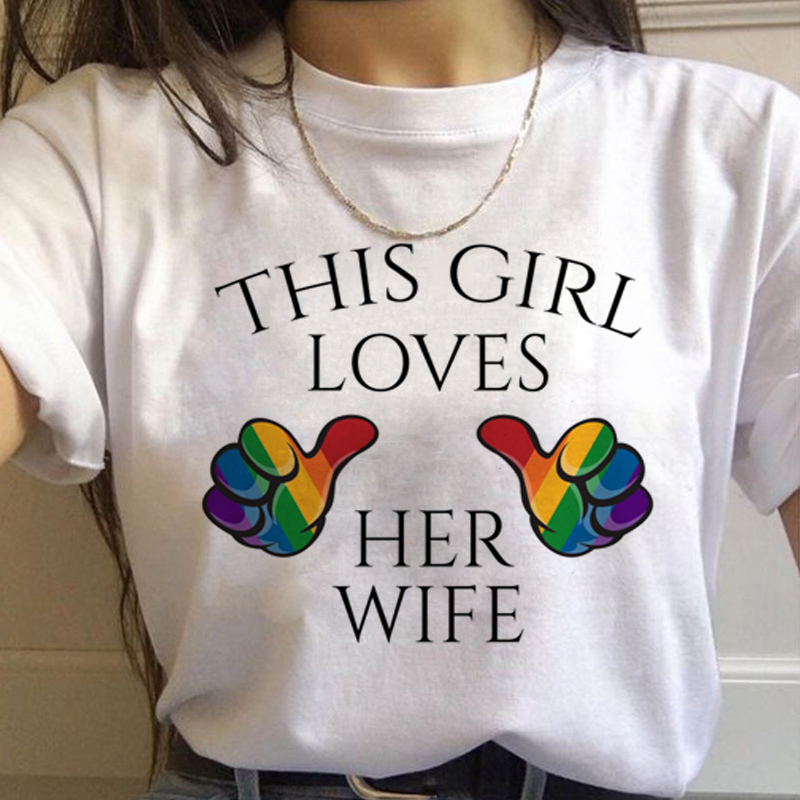 Lgbt Rainbow Harajuku T Shirt  - Women'S Fashion From The 90S 评论和价格