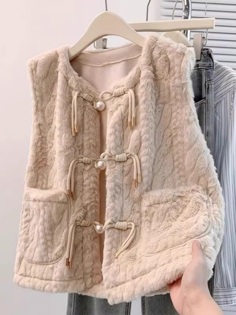 Fashion Embossed Plush Vest fo - Women'S Fashion Gilet 评论和价格