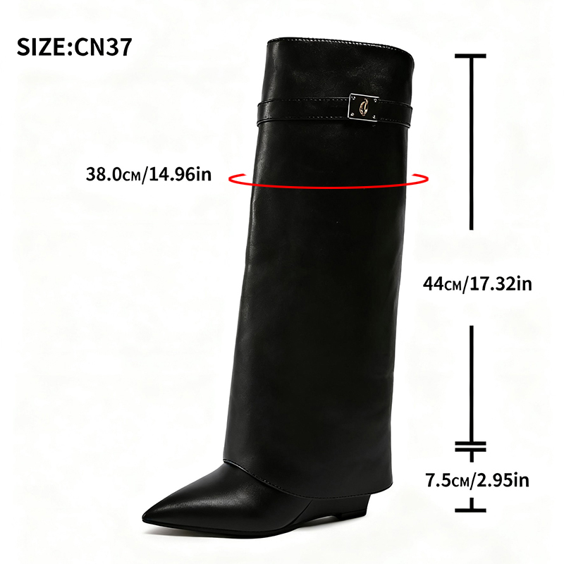Black Pu Leather Knee High Boo - Women'S Fashion Leather Boots 评论和价格