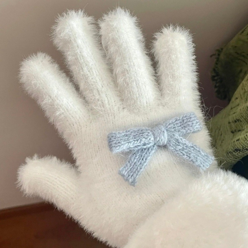 New Blue Bow Gloves Cold Proof - Women Fashion Gloves 评论和价格