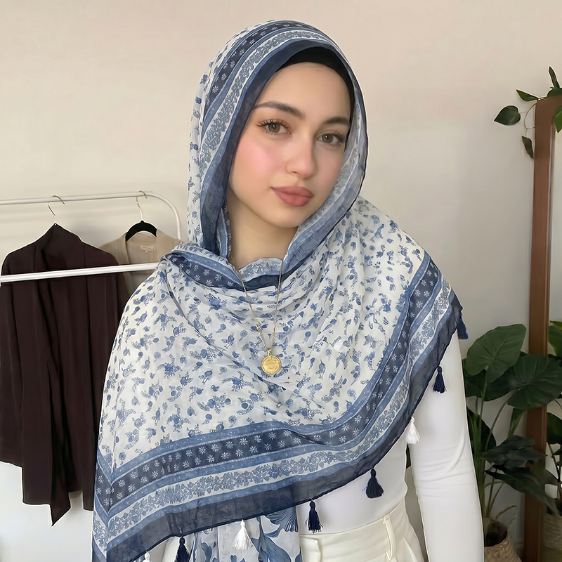 Elegant Muslim Hijab Patchwork - Women Fashion Wear 评论和价格