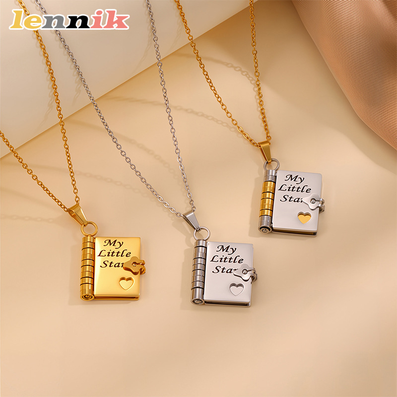 LENNIK Openable Book Necklace, - Women Fashion Open Now 评论和价格