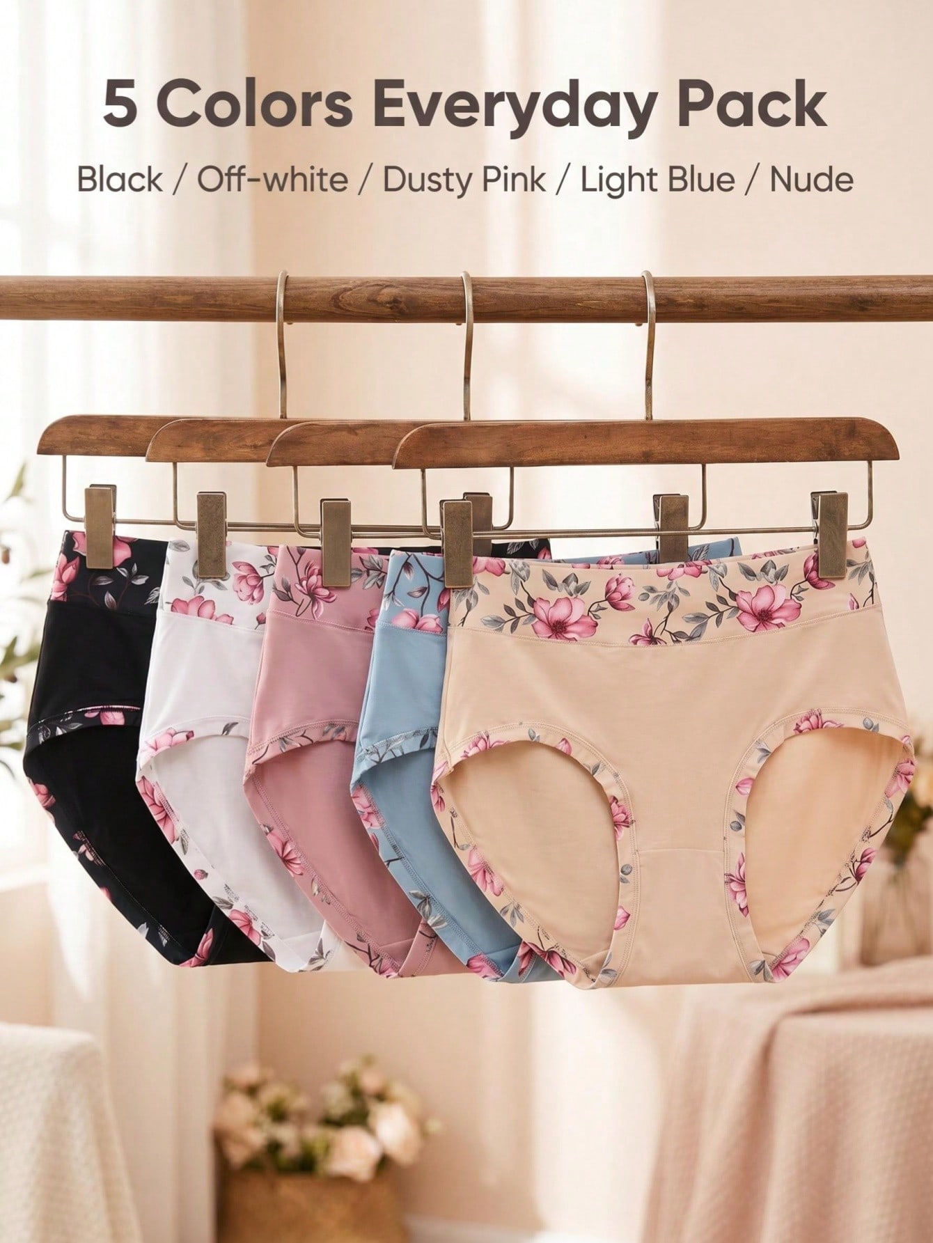 5PCS Plus Size Women's Flower  - Women Fashion Wear 评论和价格