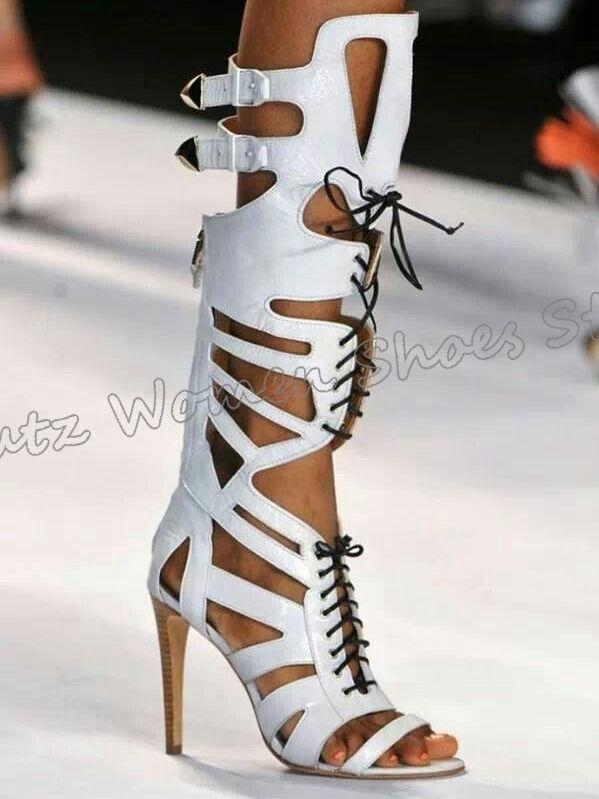 Sneaker Boot Knee High Lace-Up - Women'S Fashion Leather Boots 评论和价格