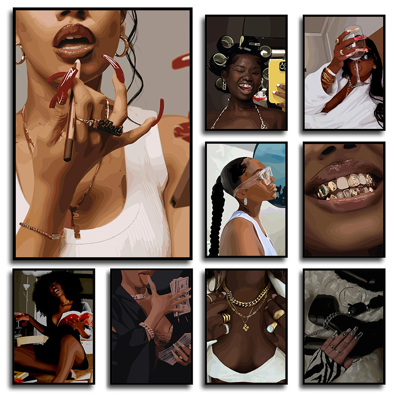 Modern African American Black  - Fashion Women Picture 评论和价格