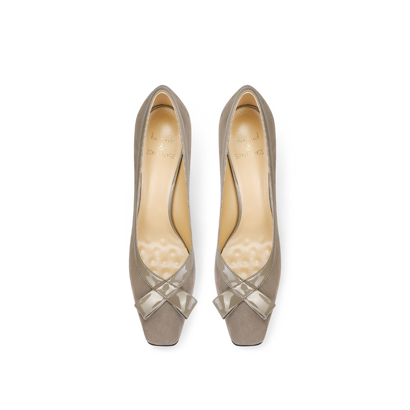 Elegant Khaki Suede Block Heel - Women'S Fashion Petite 评论和价格