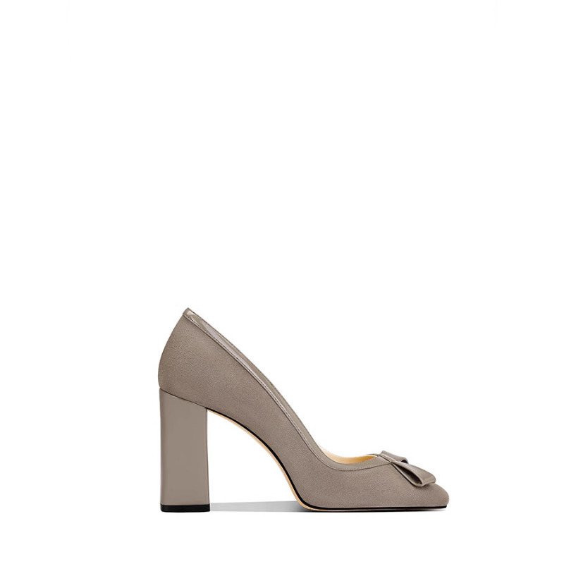 Elegant Khaki Suede Block Heel - Women'S Fashion Petite 评论和价格