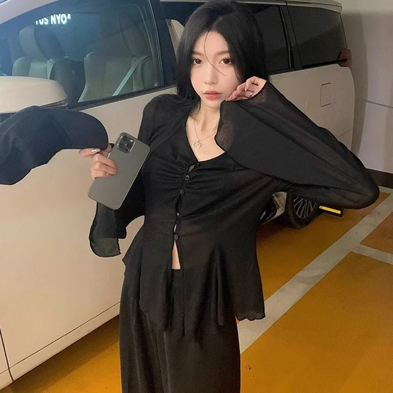 Sheer Flare Sleeve Blouse - Y2 - Women Fashion Blouse 评论和价格