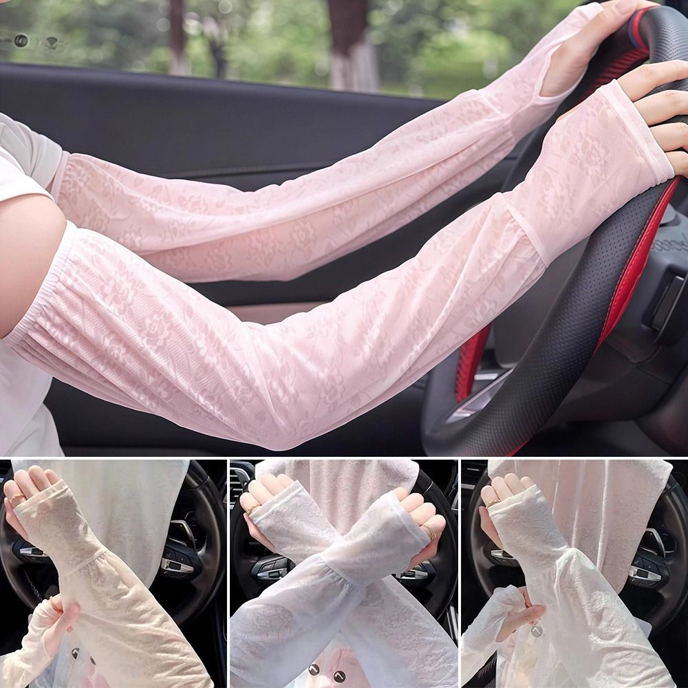 Fashion Lace Ice Silk Sleeves  - Women Fashion Gloves 评论和价格