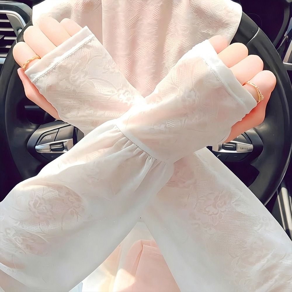 Fashion Lace Ice Silk Sleeves  - Women Fashion Gloves 评论和价格