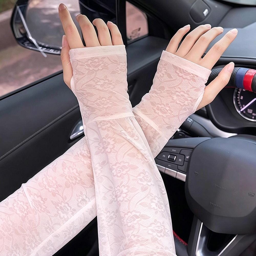 Fashion Lace Ice Silk Sleeves  - Women Fashion Gloves 评论和价格