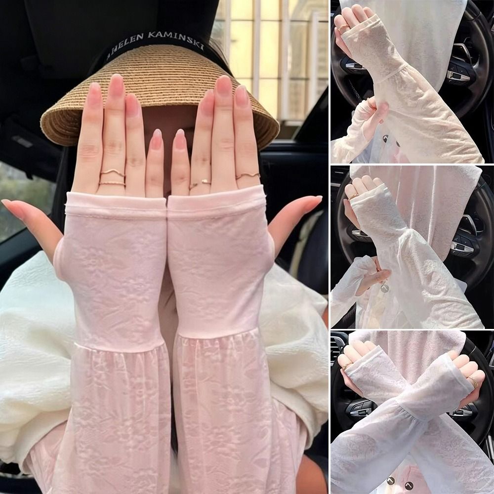 Fashion Lace Ice Silk Sleeves  - Women Fashion Gloves 评论和价格