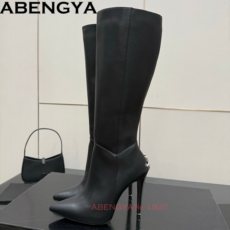 Sexy Black Leather Knee High B - Women'S Fashion Leather Boots 评论和价格