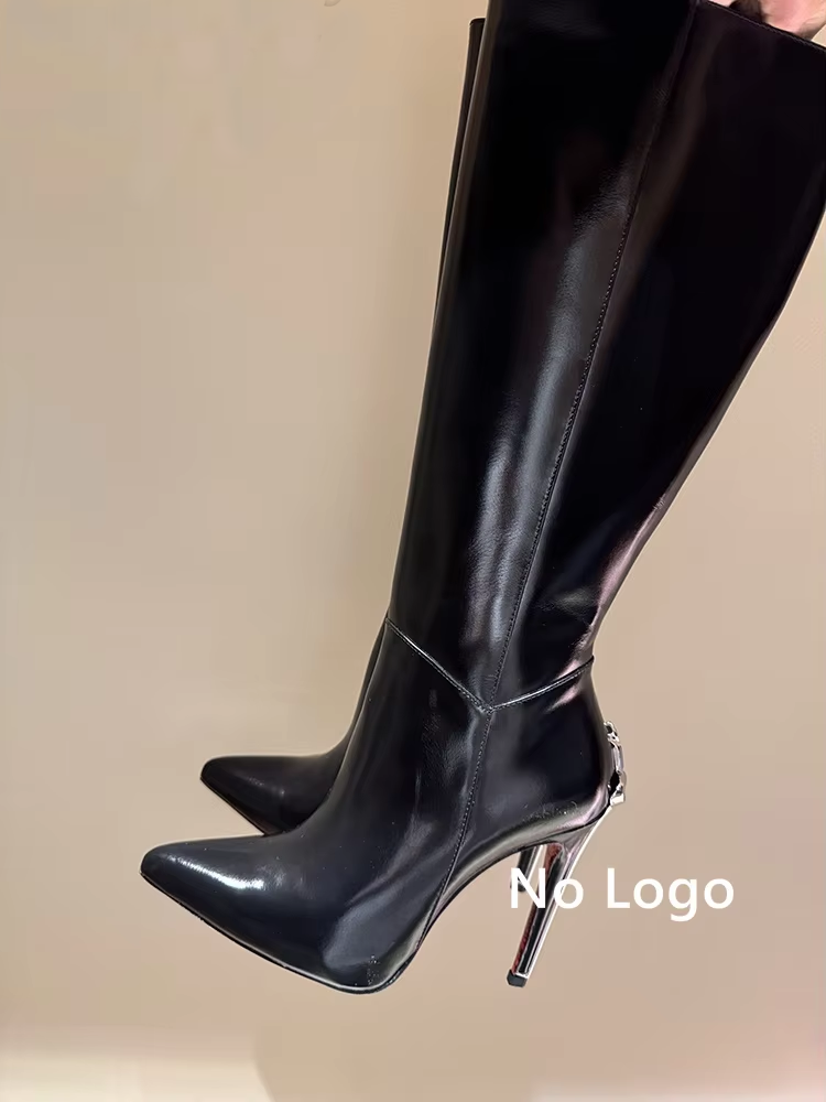 Sexy Black Leather Knee High B - Women'S Fashion Leather Boots 评论和价格