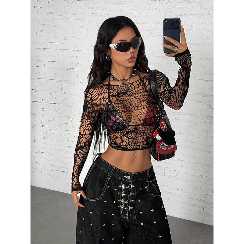 Women Top Long Sleeves See Thr - Women Top Fashion 评论和价格