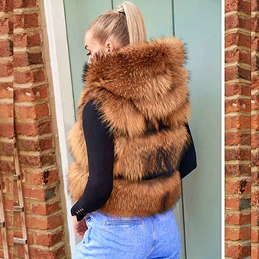 Real Raccoon Fur Vest Women Wa - Women'S Fashion Gilet 评论和价格