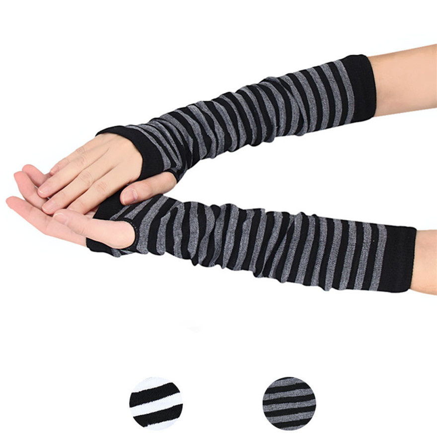 Women Long Sleeve Gothic Strip - Women Fashion Gloves 评论和价格