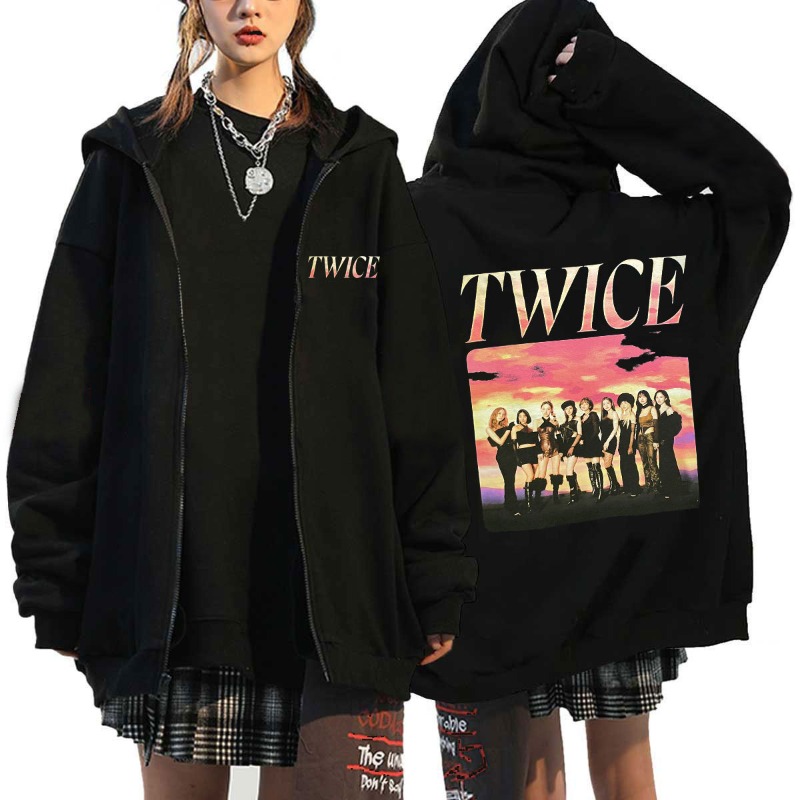 Pop TWICE Kawaii Harajuku Grap - Hoodie Women Oversized 评论和价格