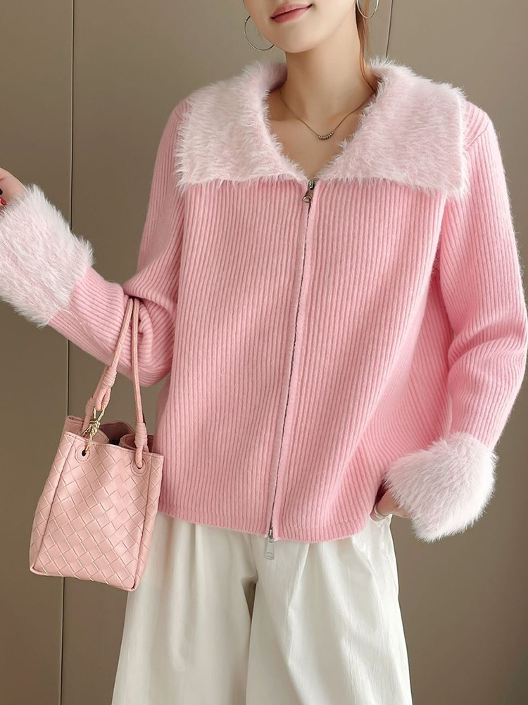 Zippers Turn-Down Collar Splic - Women'S Fashion Gilet 评论和价格