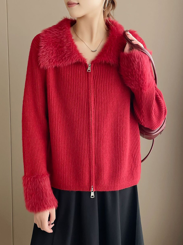 Zippers Turn-Down Collar Splic - Women'S Fashion Gilet 评论和价格