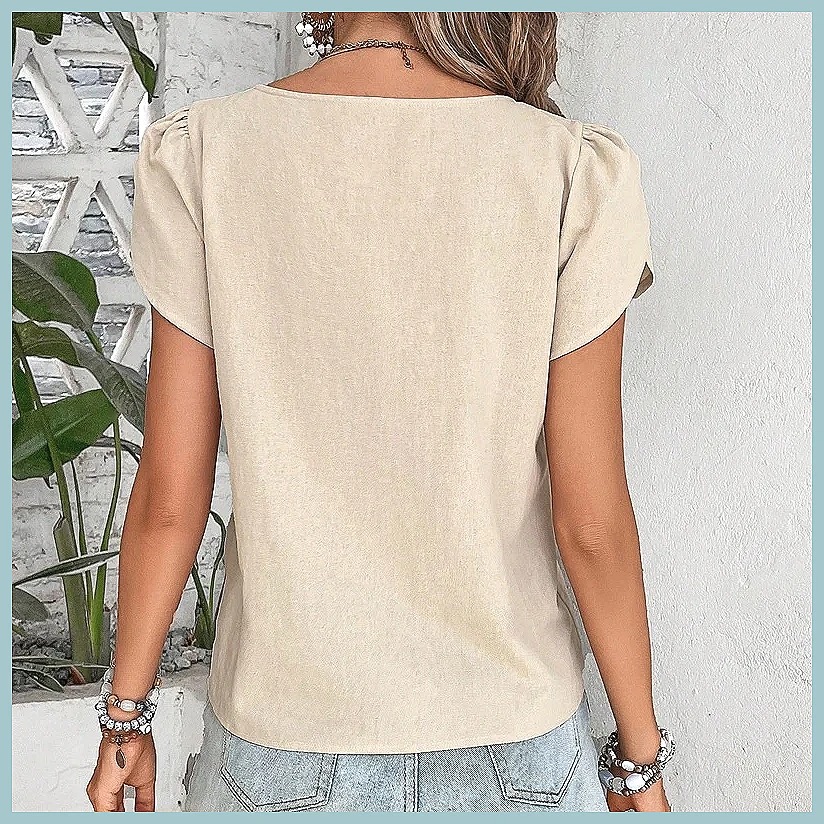 2024 Summer Vintage Solid Colo - Women Top Fashion 评论和价格